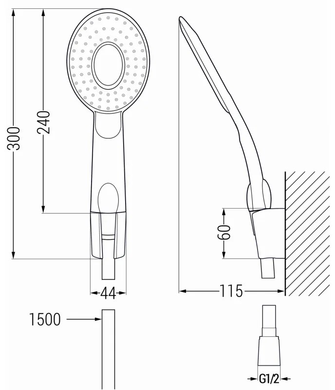 Mexen tartozékok - 1 pontos kézizuhany készlet R-73, króm / fehér, 785735052-02