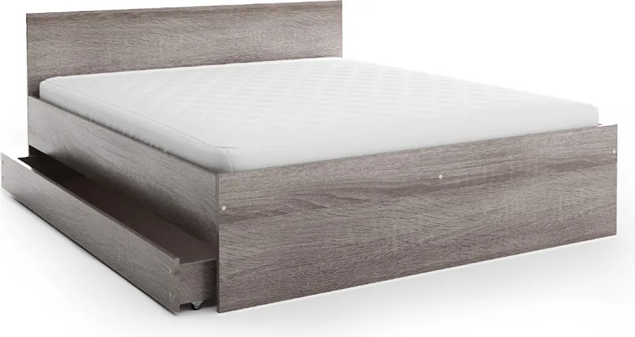 Ágy ELISA 140 x 200 cm, szarvasgomba tölgy Ágyrács: Lamellás ágyrács, Matrac: Coco Maxi 20 cm matrac