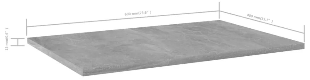 4 db betonszürke szerelt fa könyvespolc 60 x 40 x 1,5 cm