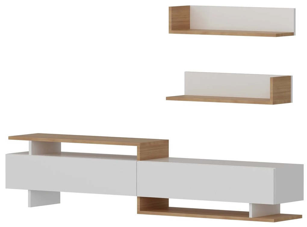 TV szekrény Ayaz - White, Teak