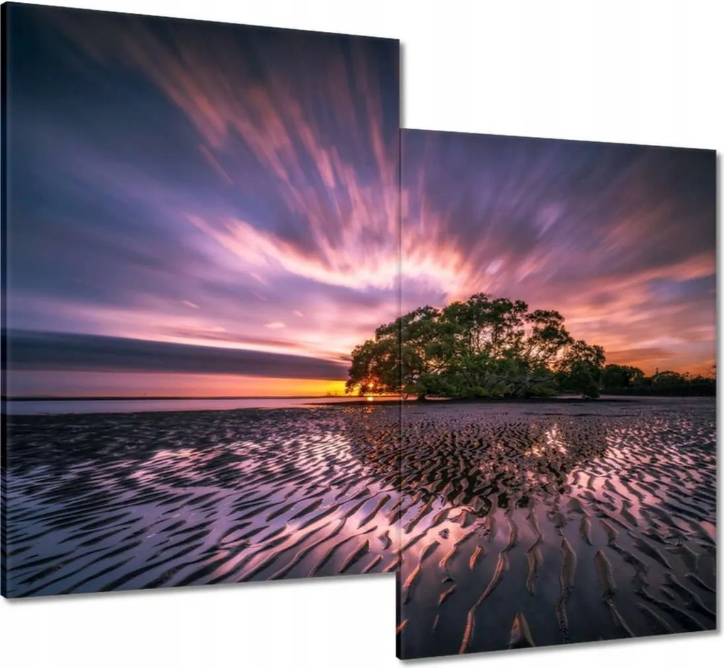 Vászonkép 80x70 Gyönyörű lila tájkép