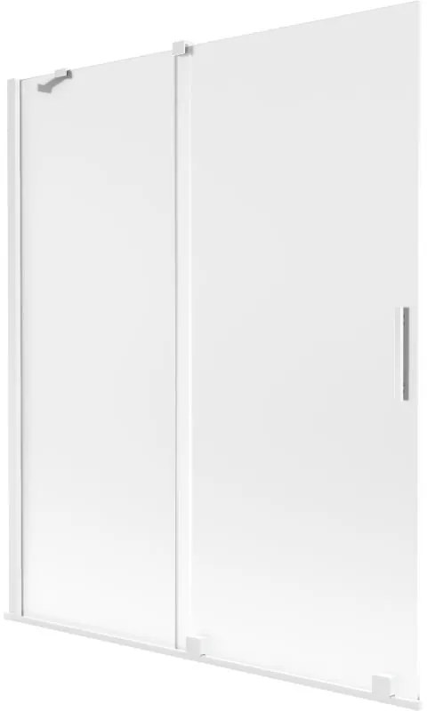 Mexen Velar, 2 szárnyas eltolható kádparaván 140 x 150 cm, 8 mm mattüveg, fehér matt, 896-140-000-31-20