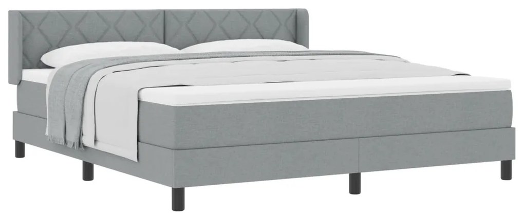 Boxspring Ágy matrac kényelmes, világosszürke színben, 180 x 200 cm-es szövet