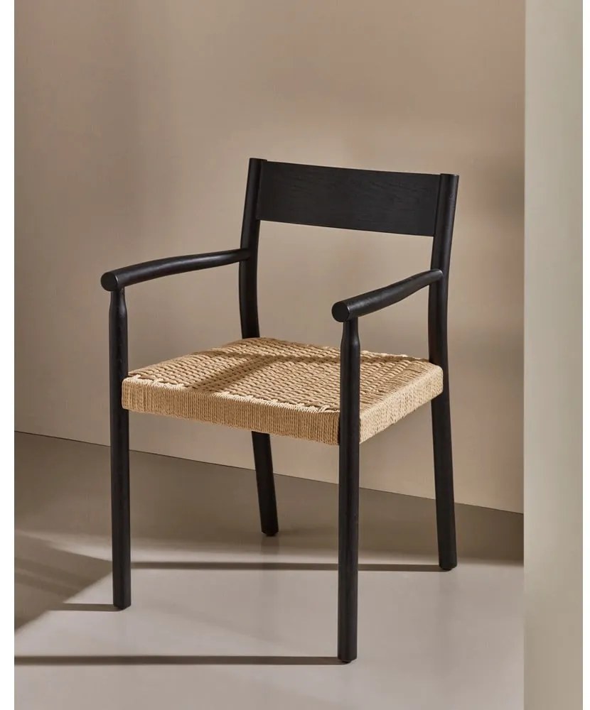 Fekete-natúr színű tölgyfa étkezőszék Yalia – Kave Home