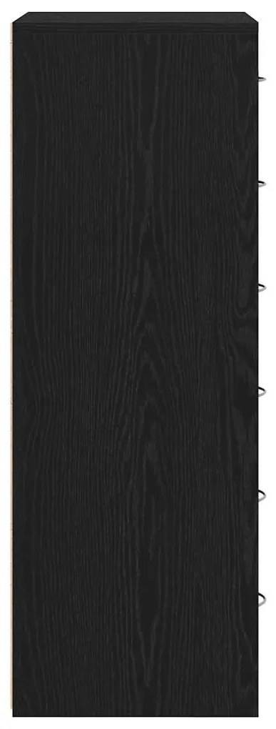 fekete tölgy színű szerelt fa komód 6 fiókkal 50 x 34 x 96 cm