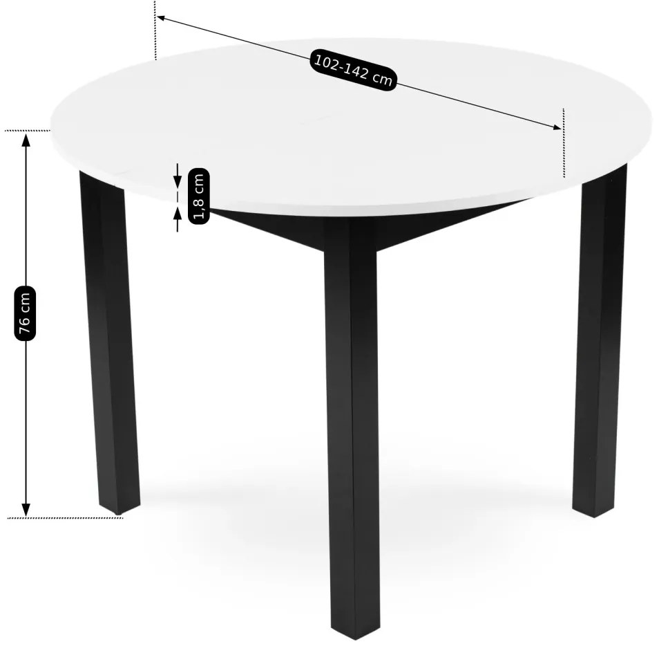 Étkezőgarnitúra: bővíthető asztal 102–142 cm fehér / fekete + 4 db szürke velúr szék – HARRY / ADELE