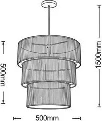 UNIVERSO Kötél függeszték 3xE27 IP20 D500x500x1500mm 5év