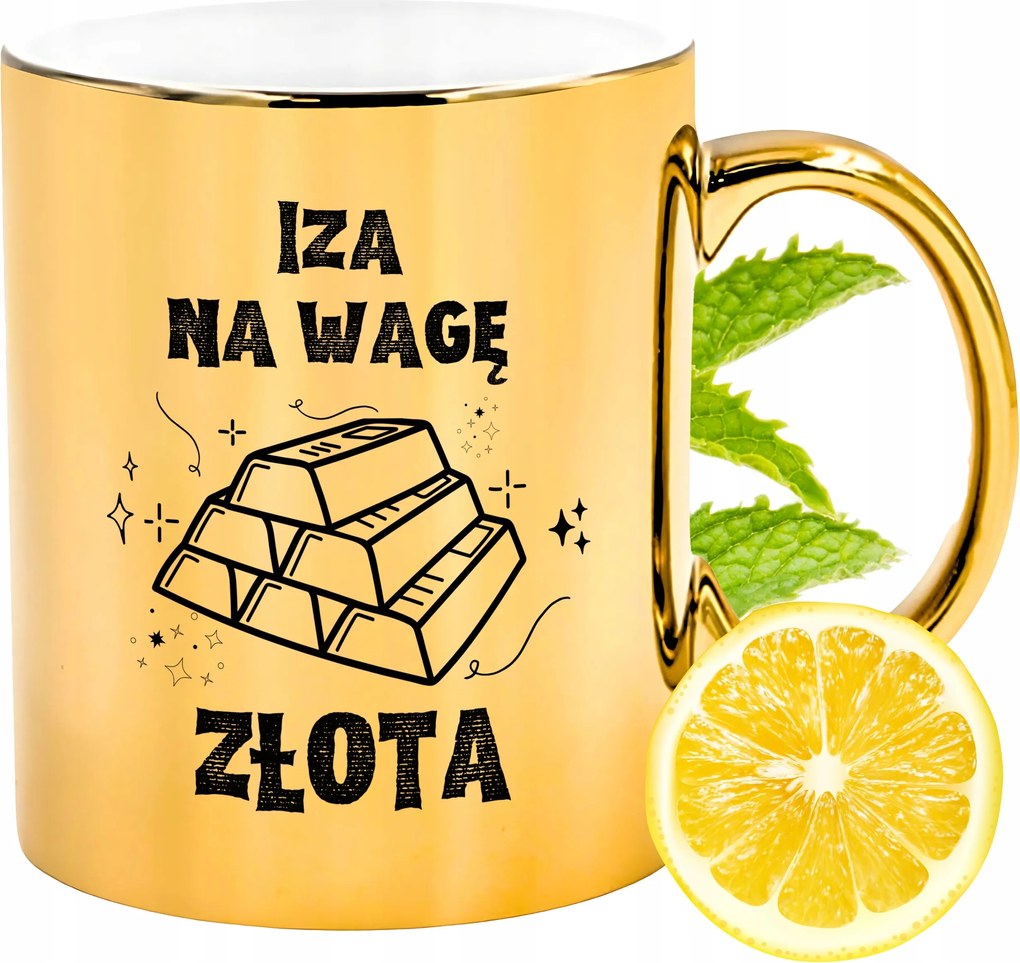 Prémium Arany Csillogó Bögre Iza Ajándék Nyomtatott Fotóval