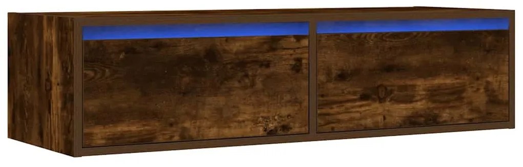 TV szekrény LED világítással füstölt tölgy 100X35,5x25 cm
