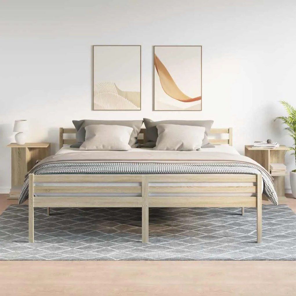 2 db sonoma tölgy színű szerelt fa éjjeliszekrény 46,5x29x61 cm