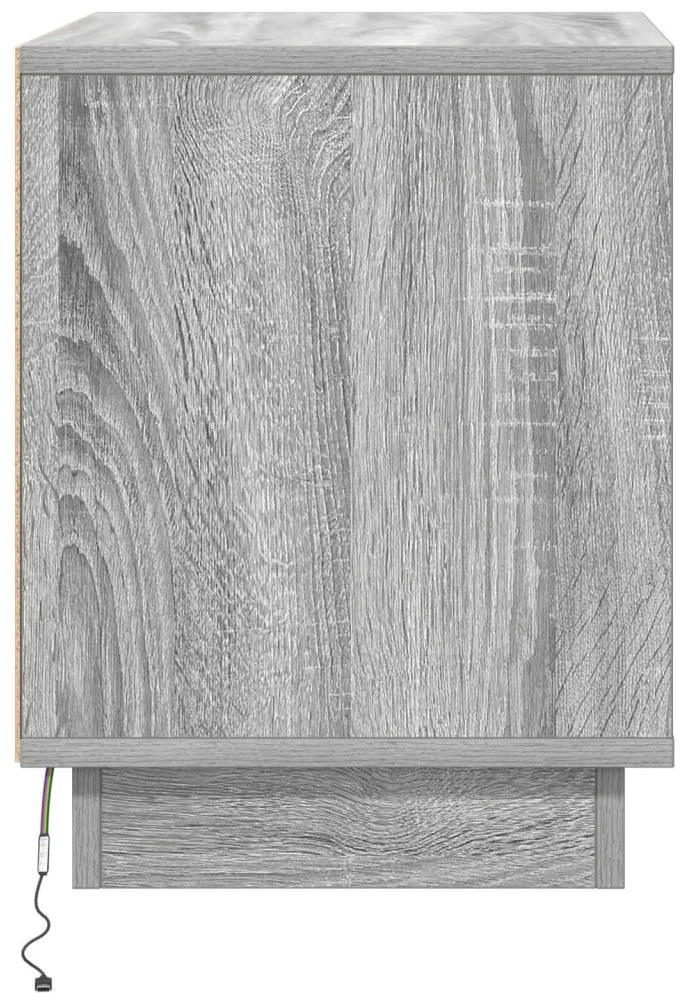 Éjjeli szekrények LED világítással 2 db Szürke Sonoma 44x34,5x45 cm