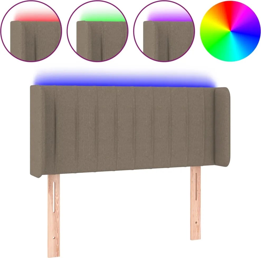 vidaXL tópszínű szövet LED-es fejtámla 83 x 16 x 78/88 cm