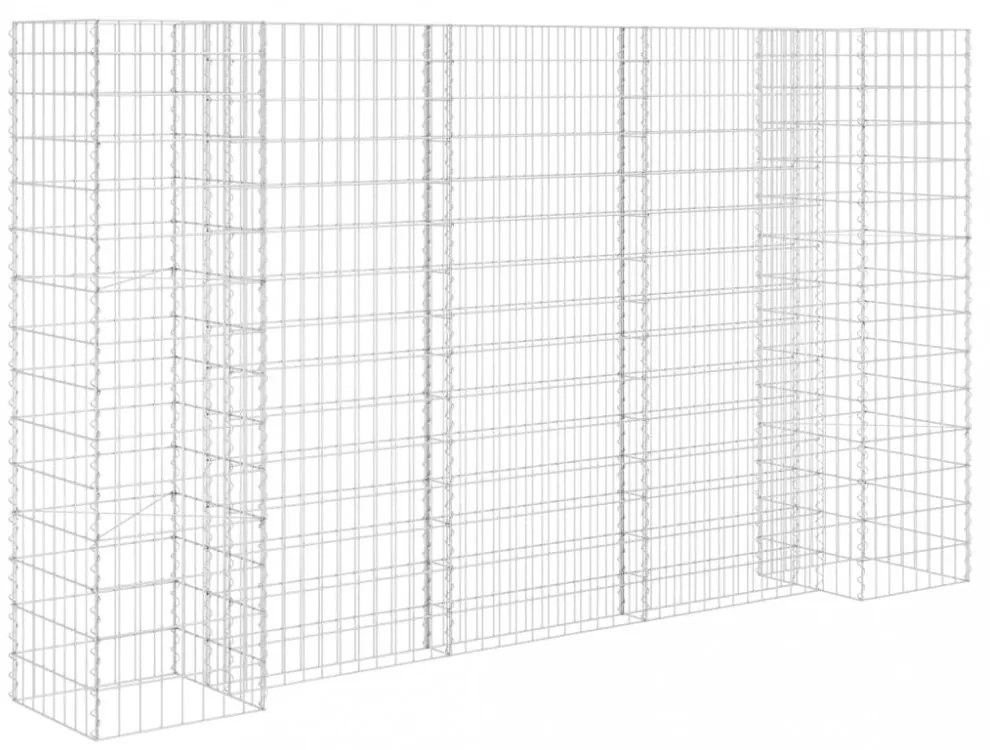 H alakú acéldrót virágtartó gabion 260 x 40 x 150 cm