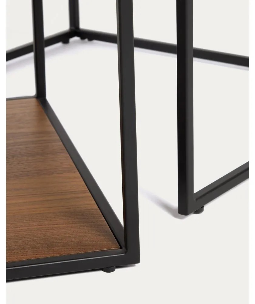 Barna dohányzóasztal szett diófa dekoros asztallappal, 2 db-os 50x100 cm Yoana – Kave Home