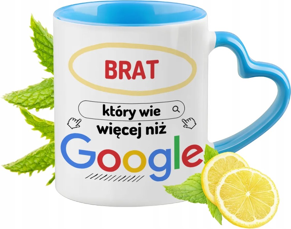 Testvérnek Kék Bögre Szív Alakú Füllel Ajándék Nyomtatott