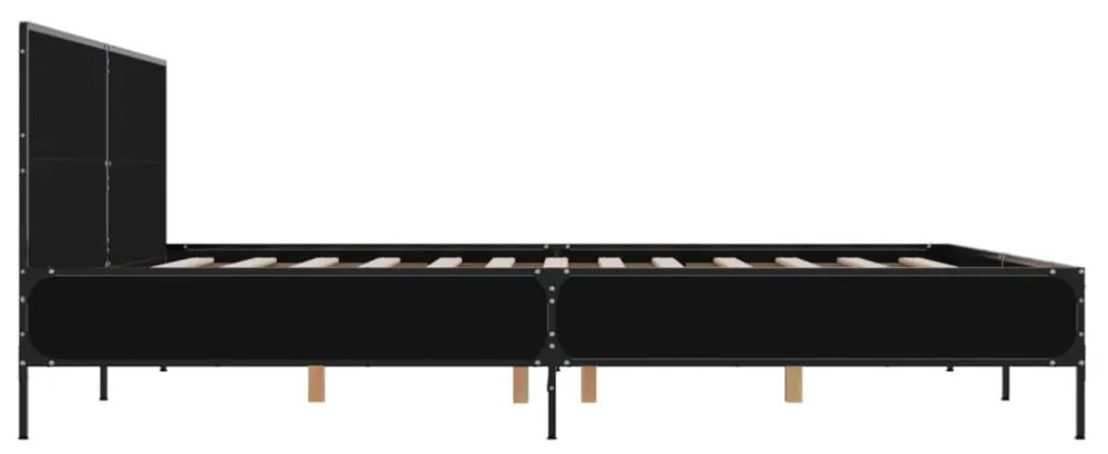 fekete szerelt fa és fém ágykeret 180 x 200 cm