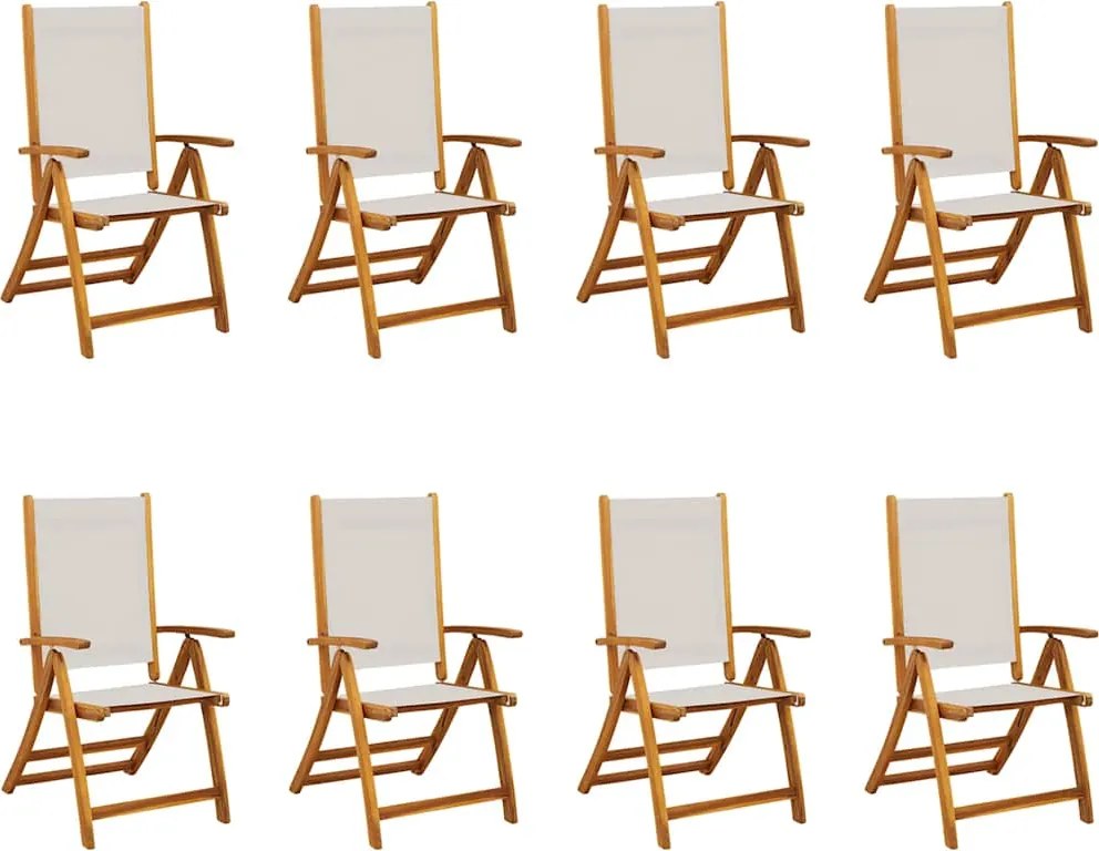 vidaXL 8 db tömör akácfa és textilén összecsukható kerti szék