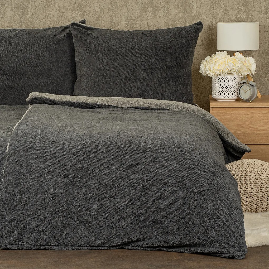 4Home Teddy gyapjú hatású ágyneműhuzat, szürke, 140 x 200 cm, 70 x 90 cm