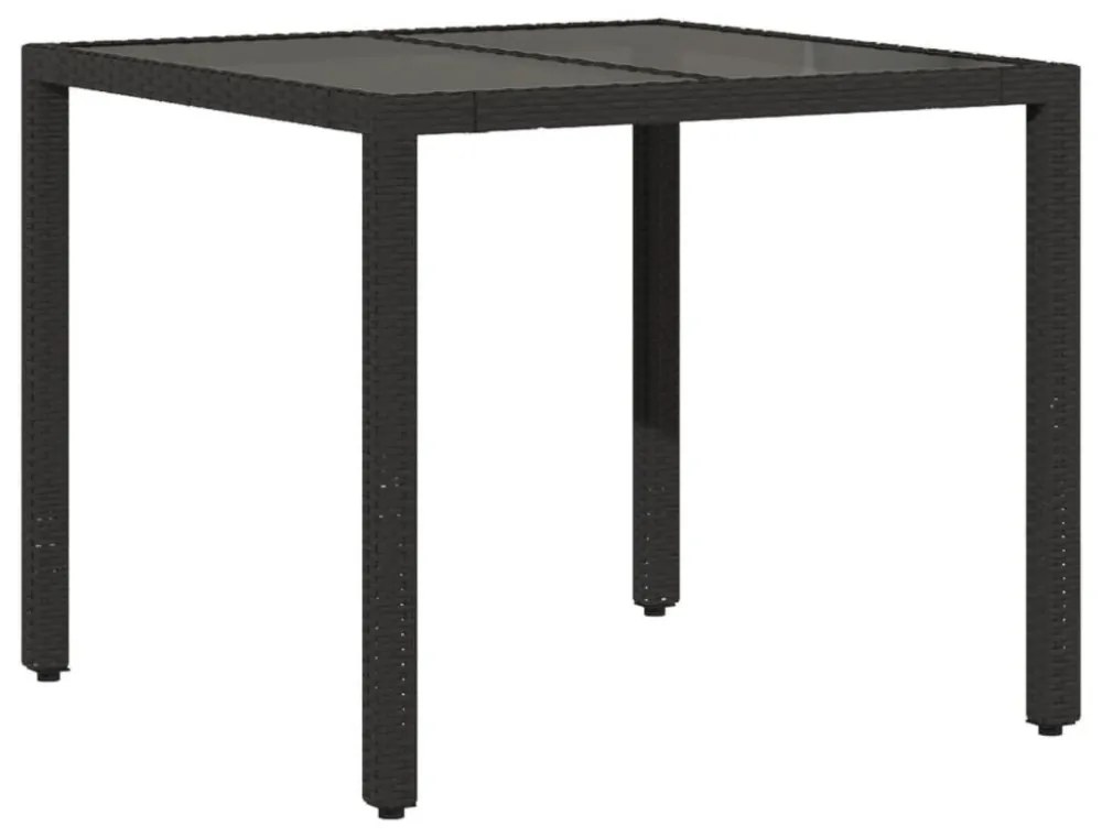 5 részes fekete polyrattan/üveg kerti étkezőgarnitúra párnákkal
