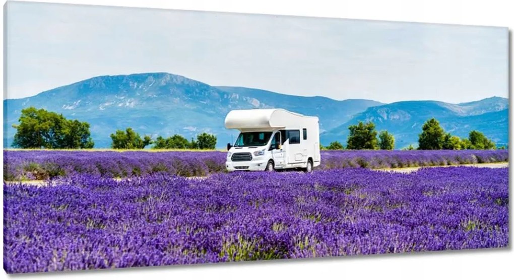 Festmények 115x55 Lakókocsi a levendulamezők között