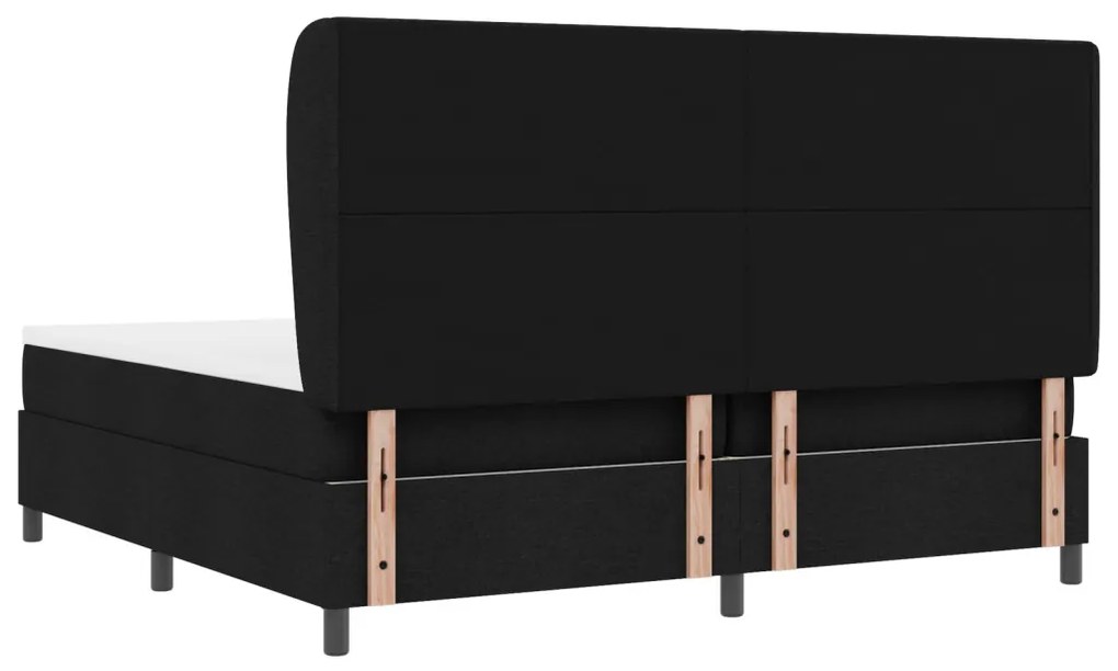 Boxspring Ágy Matraccal Fekete 200x200 cm Textil