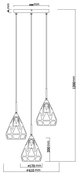 Globo 15889-3H - Csillár zsinóron HASSAN 3xE27/40W/230V