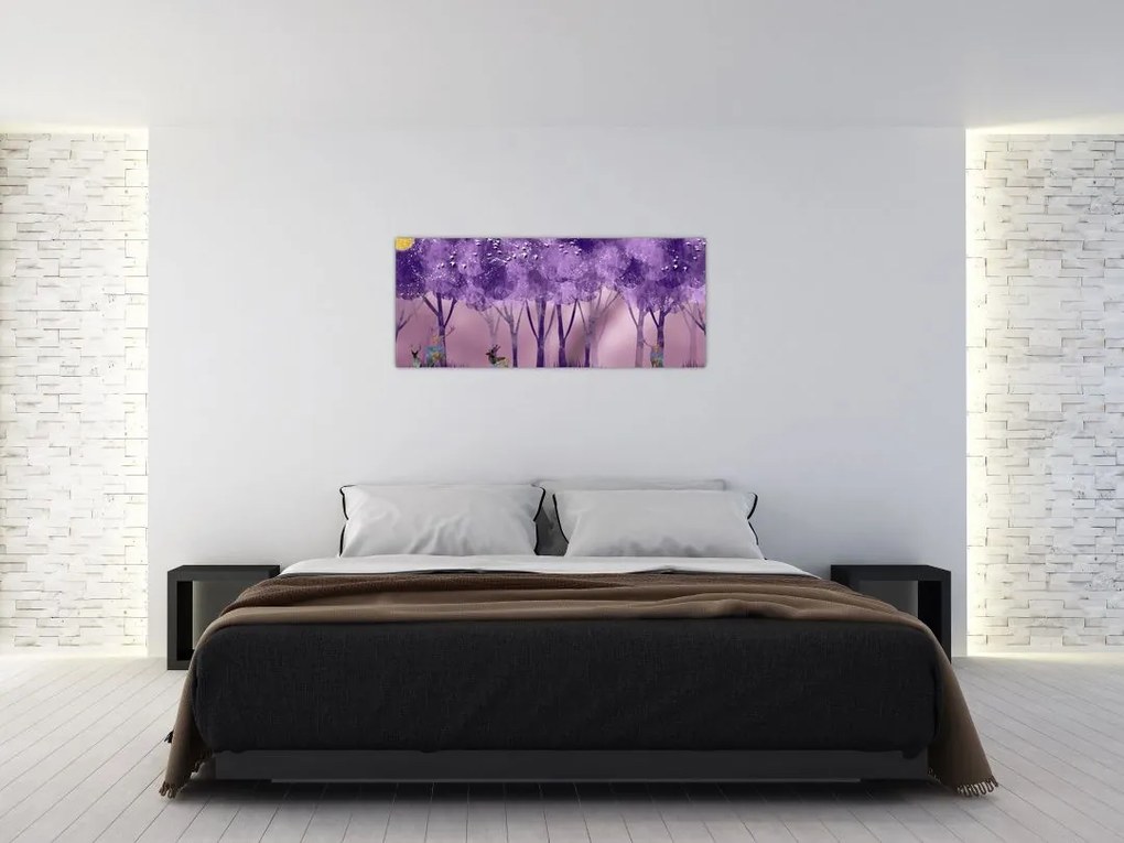 Kép - Szarvasok egy varázslatos erdőben (120x50 cm)