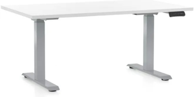 Állítható magasságú asztal OfficeTech D, 120 x 80 cm, szürke alap, fehér