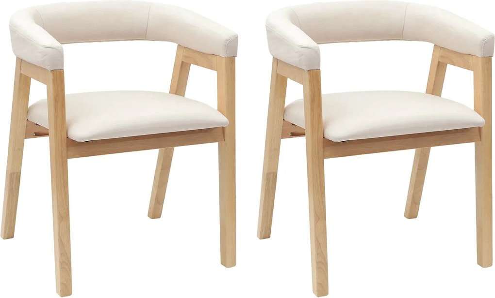 vidaXL Étkező Székek 2 pcs Természetes 54 x 57 x 73 cm Tömör Gumi Fa