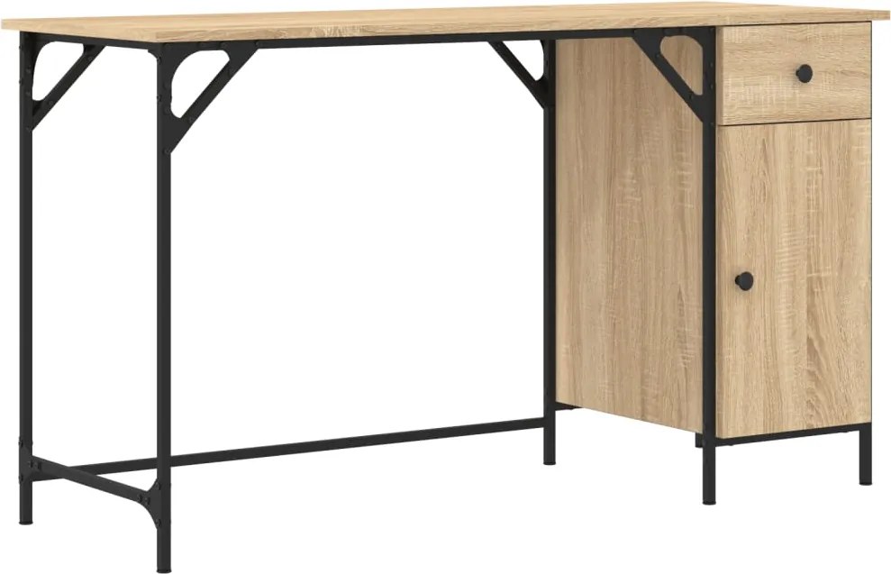 vidaXL sonoma tölgy szerelt fa számítógépasztal 131 x 48 x 75 cm