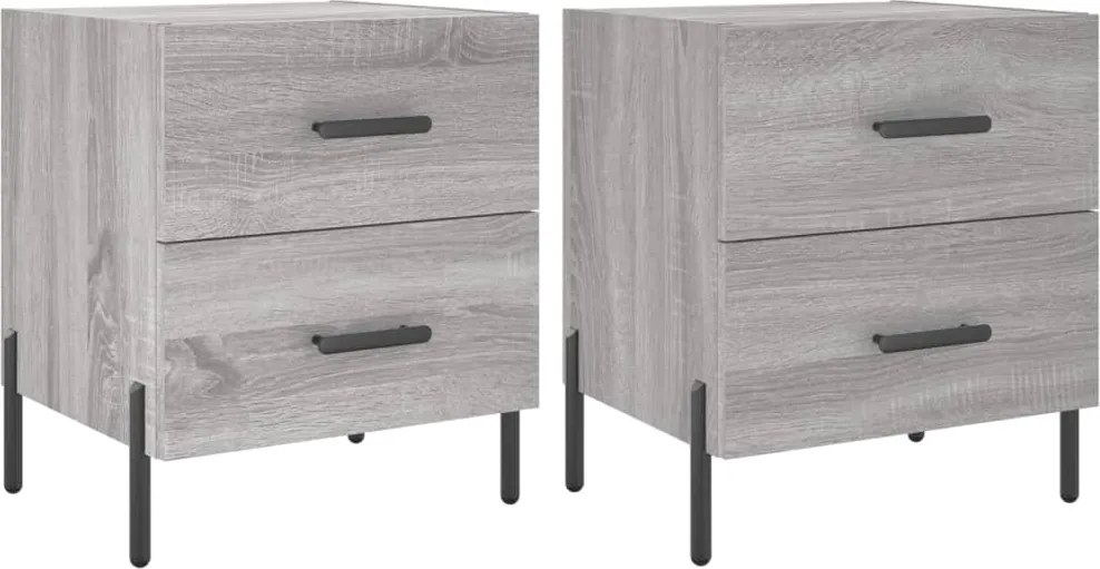 vidaXL 2 db szürke sonoma színű szerelt fa éjjeliszekrény 40x35x47,5cm
