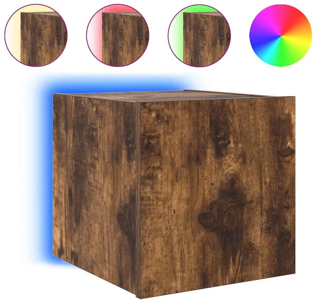vidaXL füstös tölgy színű fali TV-szekrény LED-ekkel 30,5x35x30 cm