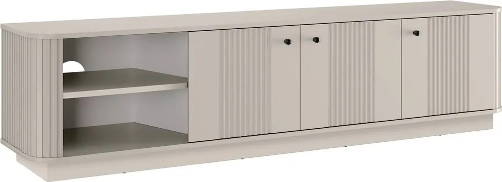Vesper 3D TV-szekrény 187 cm lábazattal - kasmír / fekete fogantyúk