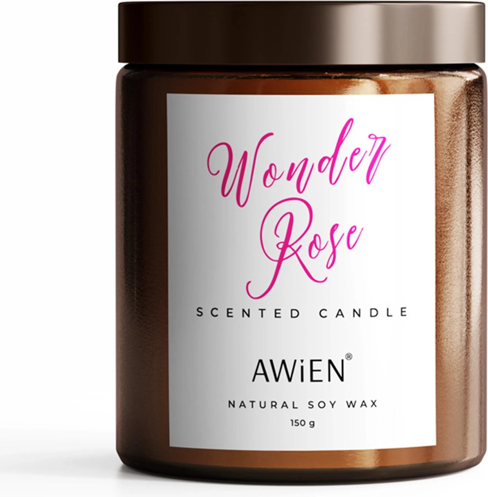 Intenzív Szójagyertya Üvegben Pamut Kanóc Rózsa illattal 180 ml