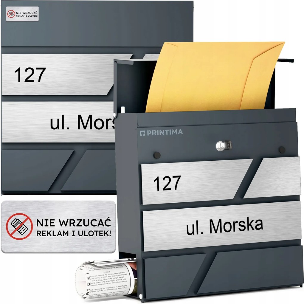 Nagy Levéltartó Doboz Házszámmal Antracit Levéltartó Doboz Házszám