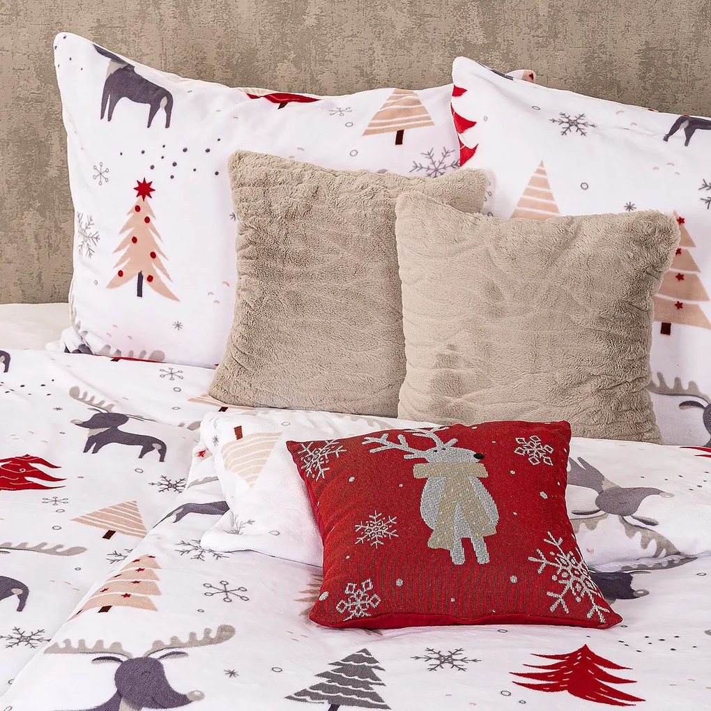 4Home Cute reindeer mikroflanel ágyneműhuzat, 140 x 220 cm, 70 x 90 cm