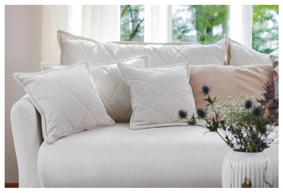 Fehér kordbársony kinyitható-tárolóhelyes kanapé 215 cm Bjork – Bonami Selection