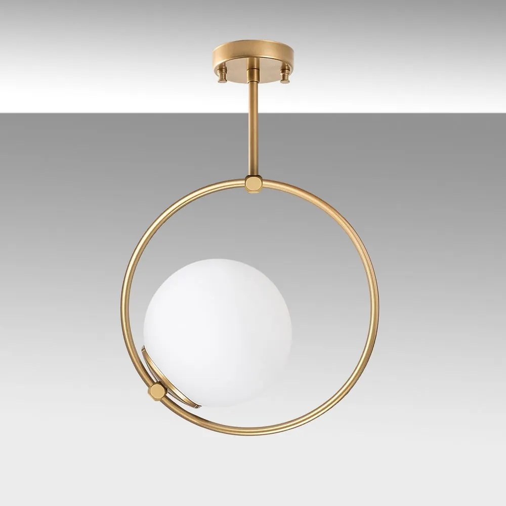 Fehér-sárgaréz színű mennyezeti lámpa üveg búrával 39x26 cm Dolunay – Opviq lights