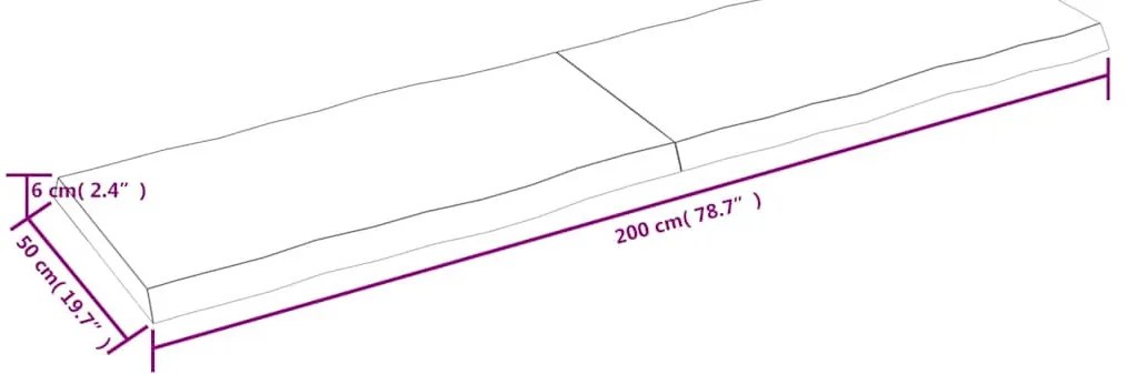 világosbarna kezelt tömör asztallap 200x50x(2-6) cm