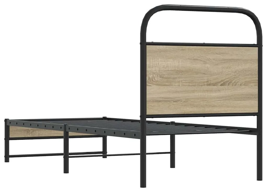ágykeret matrac nélkül 80x200 cm füstölt tölgy fűrészelt fa