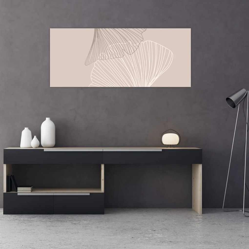 Kép - Bézs színű levelek N⁰2 (120x50 cm)