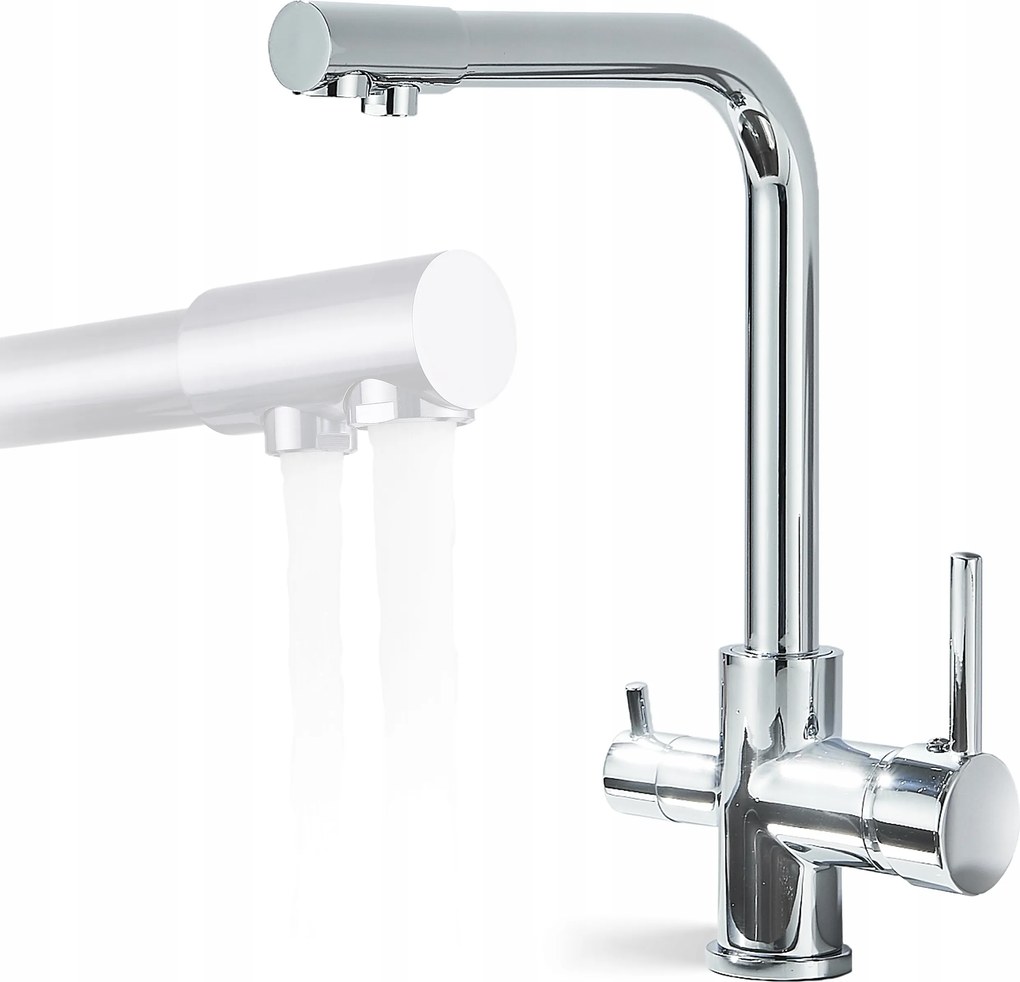 Háromutas konyhai csaptelep Fluxus szűrőhöz Króm Ezüst csaptelep