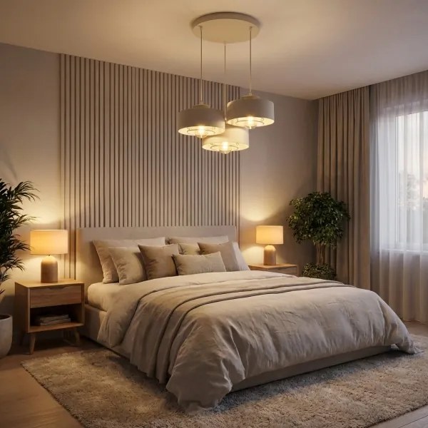 BRILAGI - Függőlámpa kábellel SPRING 3xE27/60W/230V bézs/arany