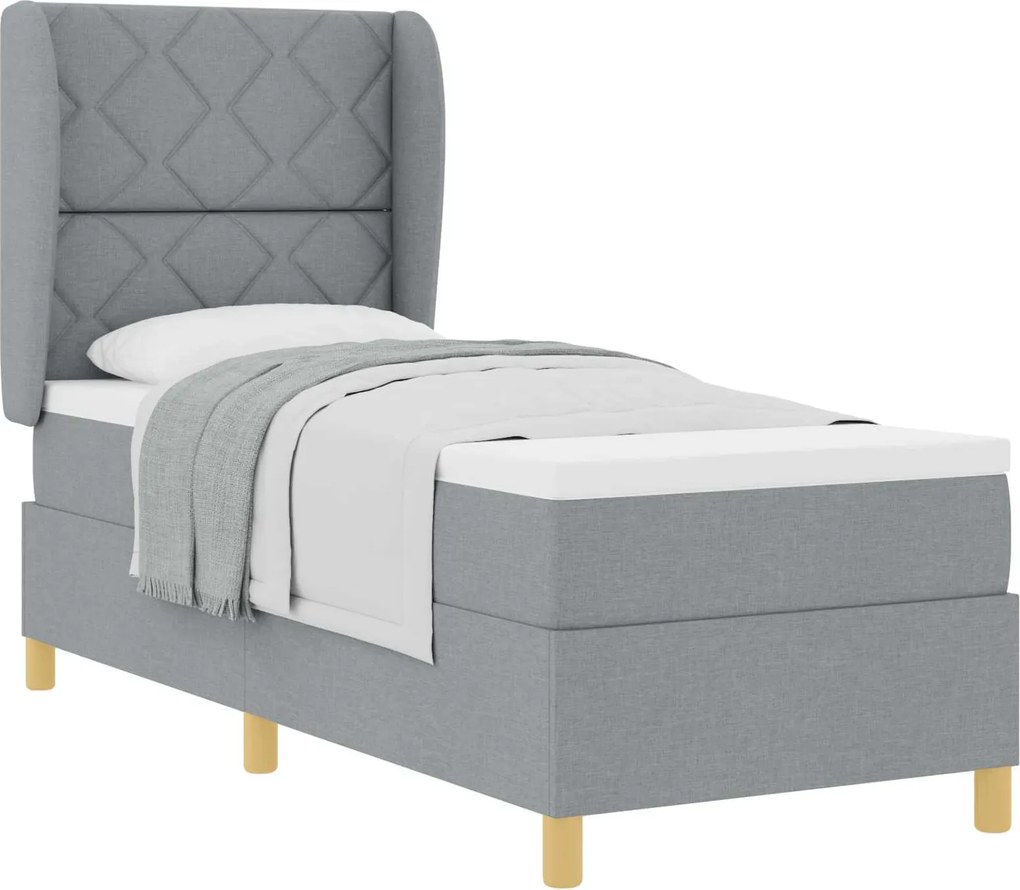 vidaXL Boxspring ágy matraccal Sötétszürke 90x190 cm Szövet szövet