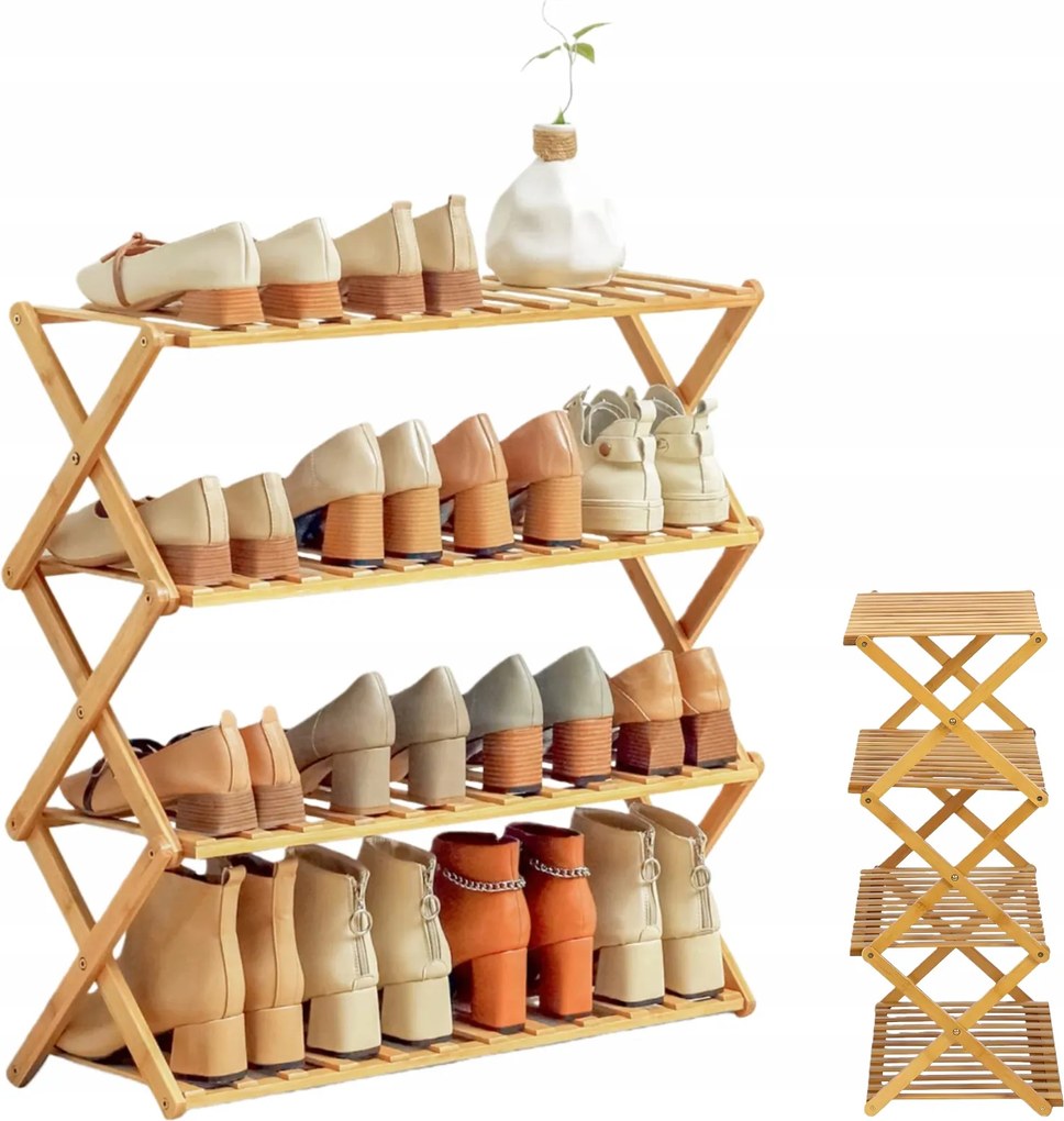 Szekrény Polc Összecsukható Bambusz 4 Szintes Fürdőszoba 50CM