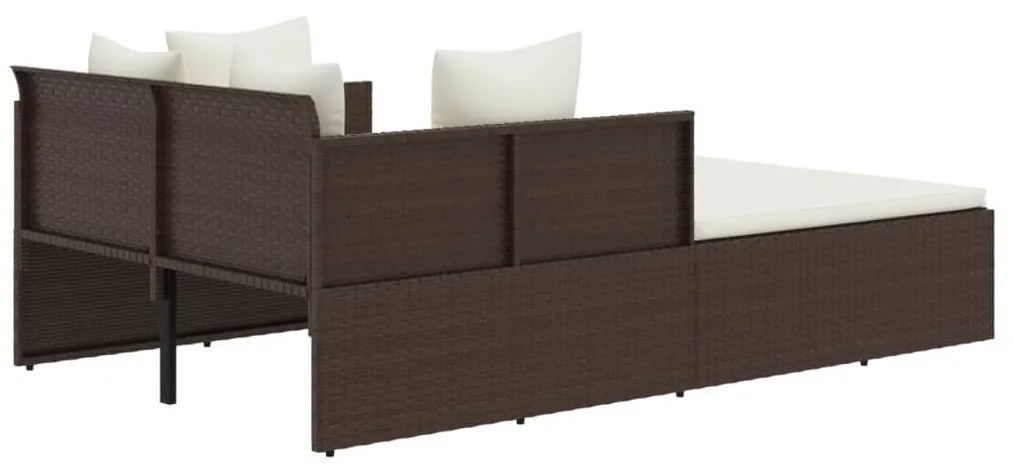 Barna polyrattan napozóágy párnával 182 x 118 x 63 cm