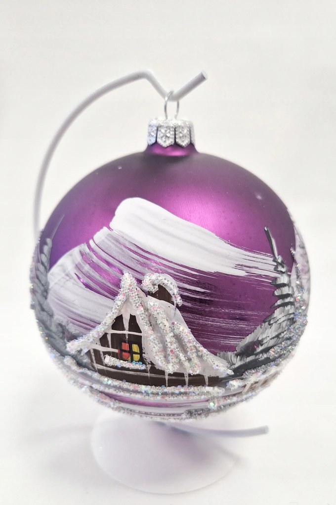 Karácsonyi gömb Kézzel Festett Téli Tájkép 120