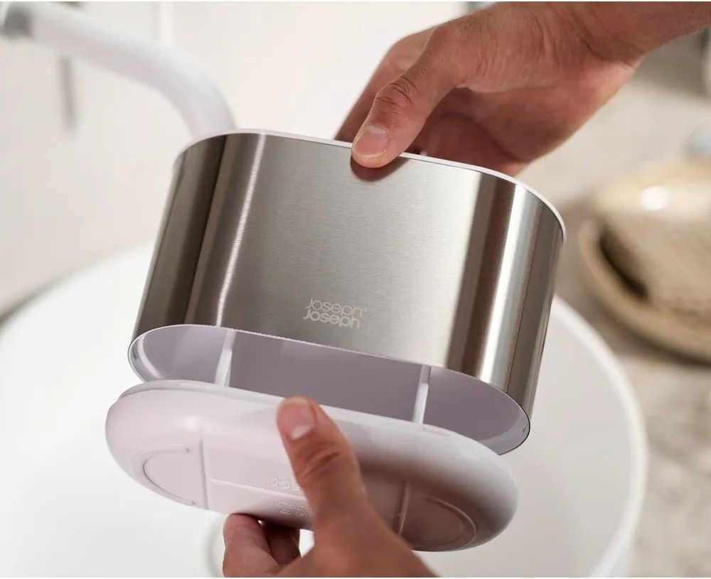 Ezüstszínű rozsdamentes acél fogkefetartó állvány Duo Steel – Joseph Joseph