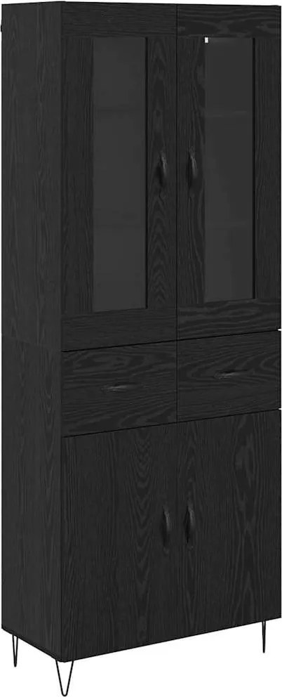 vidaXL Magasfiú fiókkal Fekete tölgy 69,5 x 34 x 90 cm Faanyag