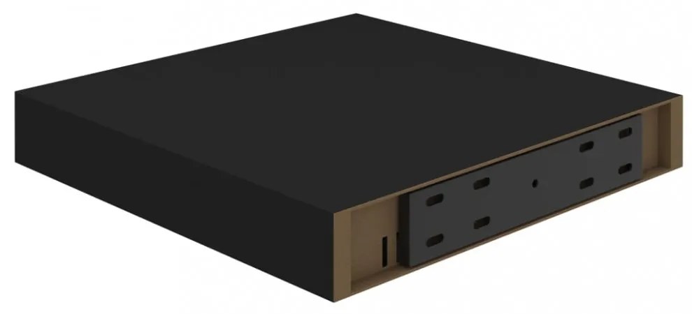 2 db fekete MDF lebegő fali polc 23 x 23,5 x 3,8 cm
